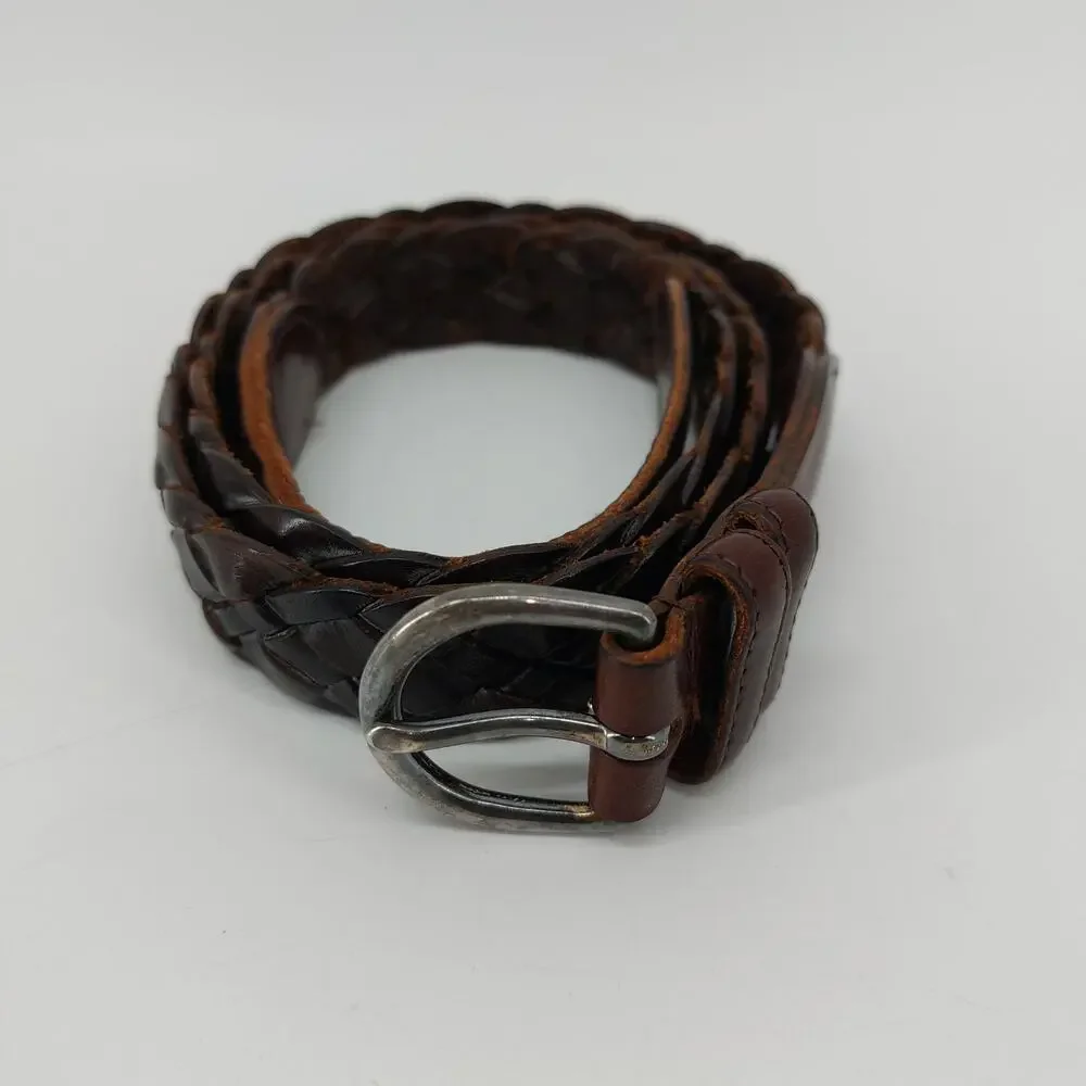 Coach Men's Size 40 Brown Leather Belt Casual Braided Weaved